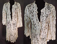 Edwardian Antique Cream Battenburg Tape Lace Long Coat Jacket
