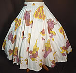 Vintage Cotton French Provincial Picnic Novelty Print Circle Skirt Tulle Net Petticoat
