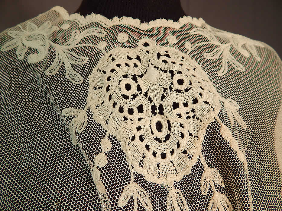 Vintage Germany Cream Tulle Net Tambour Embroidery Lace Unused Dress Fabric
This lovely lace dress fabric is unused and unfinished with an open back which needs to be sewn together. It is tea length, with high slits on sides of the skirt, short sleeves, a fitted waistband and is sheer, unlined. 