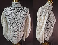 Edwardian Antique White Battenburg Princess Tape Lace Shirt Blouse Top
