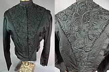 Victorian Black Silk Embroidered Jet Beaded Bodice Coat Jacket
