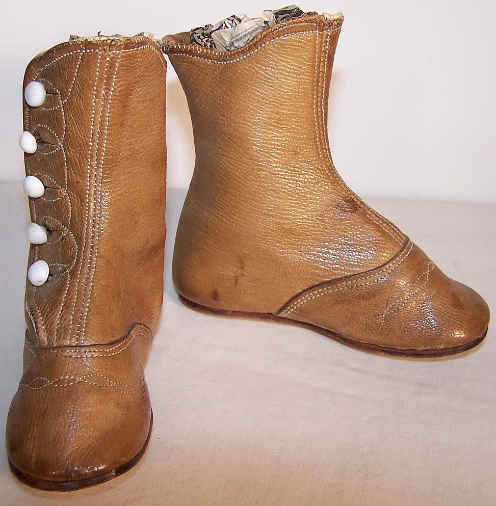 Victorian Tan High Button Baby Boots Fashion Shoes