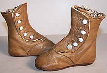 Victorian Tan High Button Baby Boots Fashion Shoes