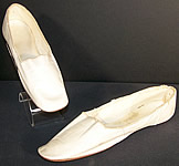 Victorian White Kid Leather Straight Sole Wedding Shoes