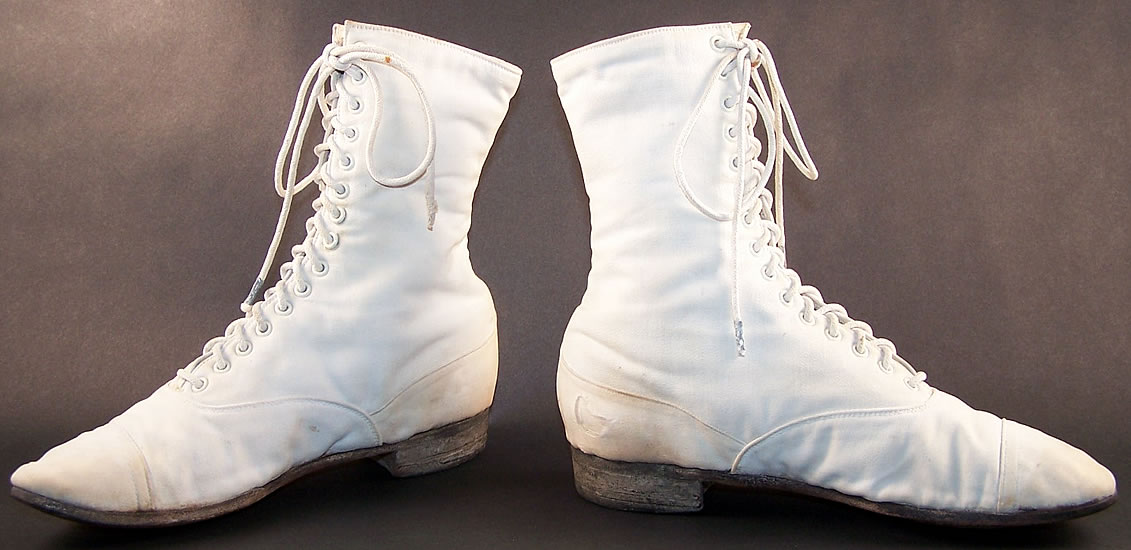 Victorian White Canvas High Top Child's Cycling Sport Boots