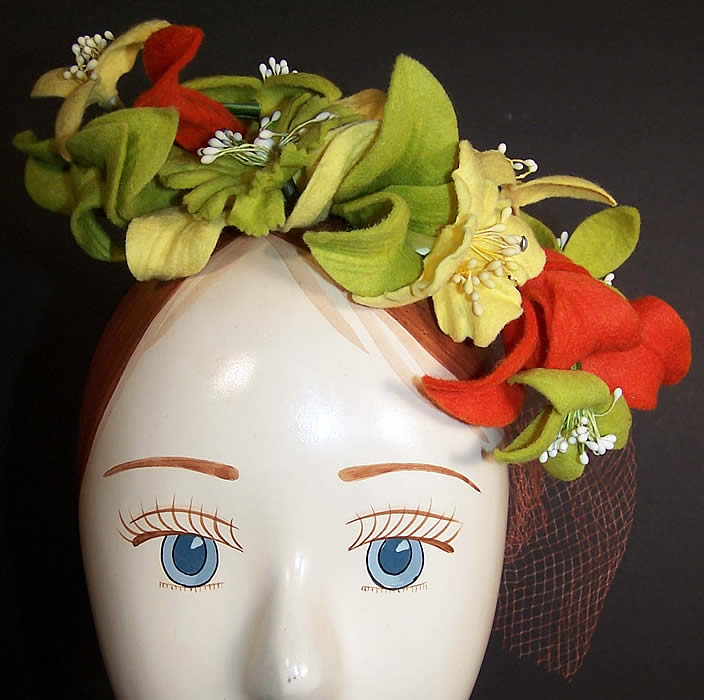 Mr. John Caprice Floral Felt Petite Headpiece Hat Front view.