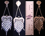 Victorian Antique Silver Repousse Chainmail Chatelaine Coin Purse & Belt Clip