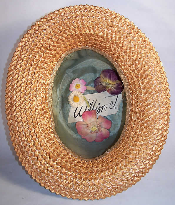 Vintage William J. Ladies Natural Straw Boater Shaker Hat back view