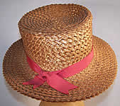 Vintage William J. Ladies Natural Straw Boater Shaker Hat 