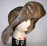 Art Deco Silver Metallic Lamé Wired Wide Brim Hat 