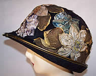 Blue Beaver Felt Fur Floral Flapper Cloche Hat 