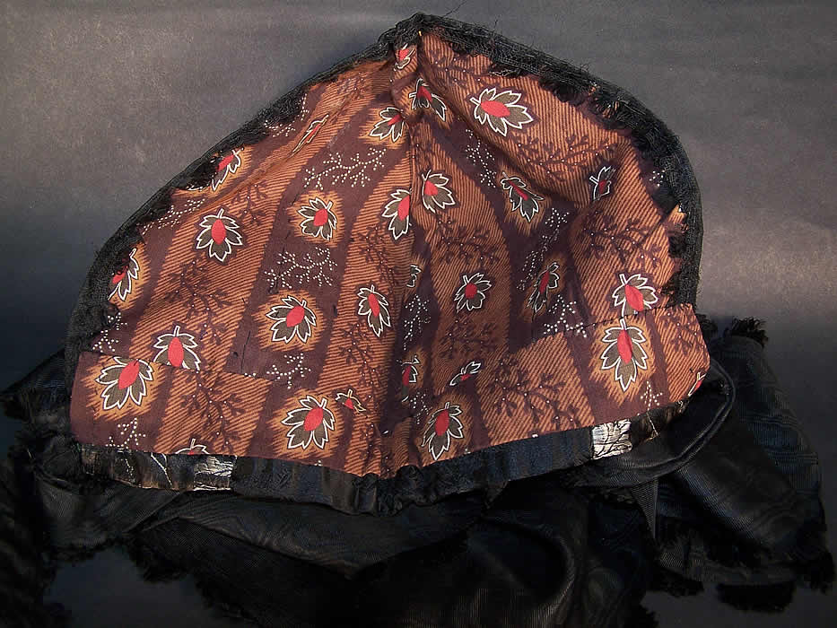 Antique German Folk Bonnet Cap Silk Silver Embroidered Inside view