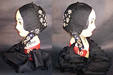 Antique German Folk Bonnet Cap Silk Silver Embroidered