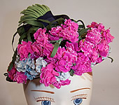 Vintage 1940s Juanita Navy Blue Straw Carnation Flower Cocktail Tilt Hat Fascinator