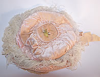 Edwardian Belle Epoque Pink Velvet Rosette Ribbon Ostrich Feather Childs Hat