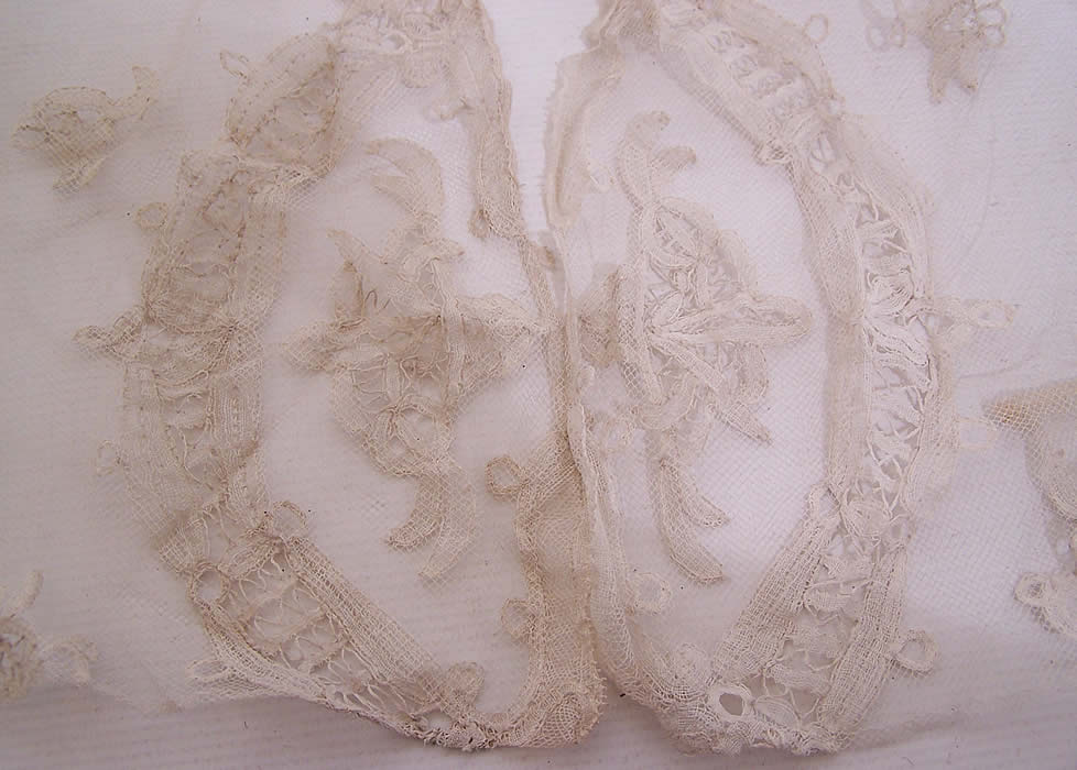 Antique Orange Blossom Wax Flower Wreath Bobbin Lace Net Wedding Veil