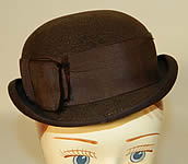 Victorian Women's Brown Wool Bowler Derby Riding Hat