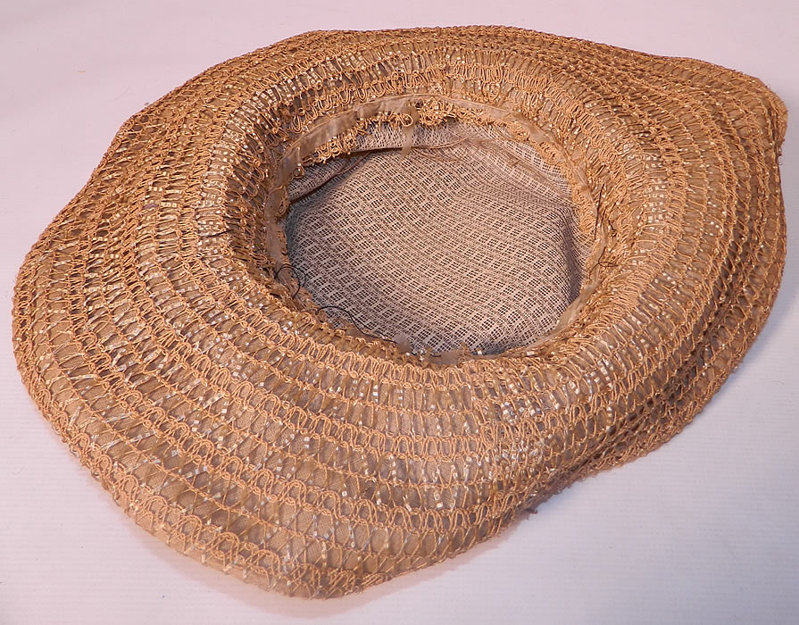 Edwardian Titanic Belle Epoque Woven Natural Straw Silk Flower Wide Brim Hat. he original silk lining has been removed. The hat measures 25 inches inside crown circumference and is 55 inches outside the brim.