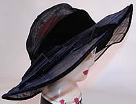 Vintage Gilman Importers Ritz Carlton New York Black Horse Hair Straw  Wide Brim Cloche Hat 