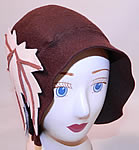 Vintage I Magnin & Co Brown Wool Felt Fall Maple Leaf Flapper Cloche Hat