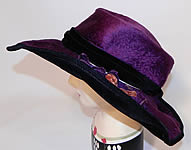 Edwardian Vintage Wolf Millinery Purple Velvet Flower Trim Wide Brim Hat