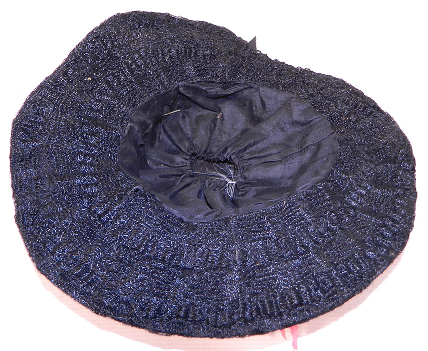 Victorian Black Woven Horse Hair Straw Pink Floral Wide Brim Hat Hatpin
The hat measures 21 inches inside crown circumference and 40 inches outside. It is in excellent condition. This is truly a wonderful piece of wearable Victoriana millinery art! 