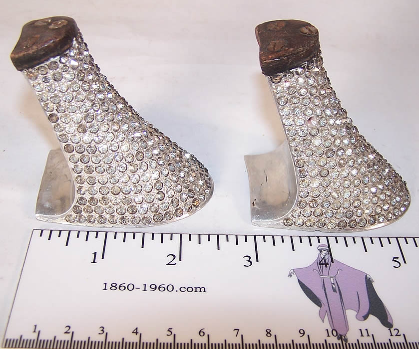 Vintage Art Deco Flapper Shoe Silver Rhinestone Heels