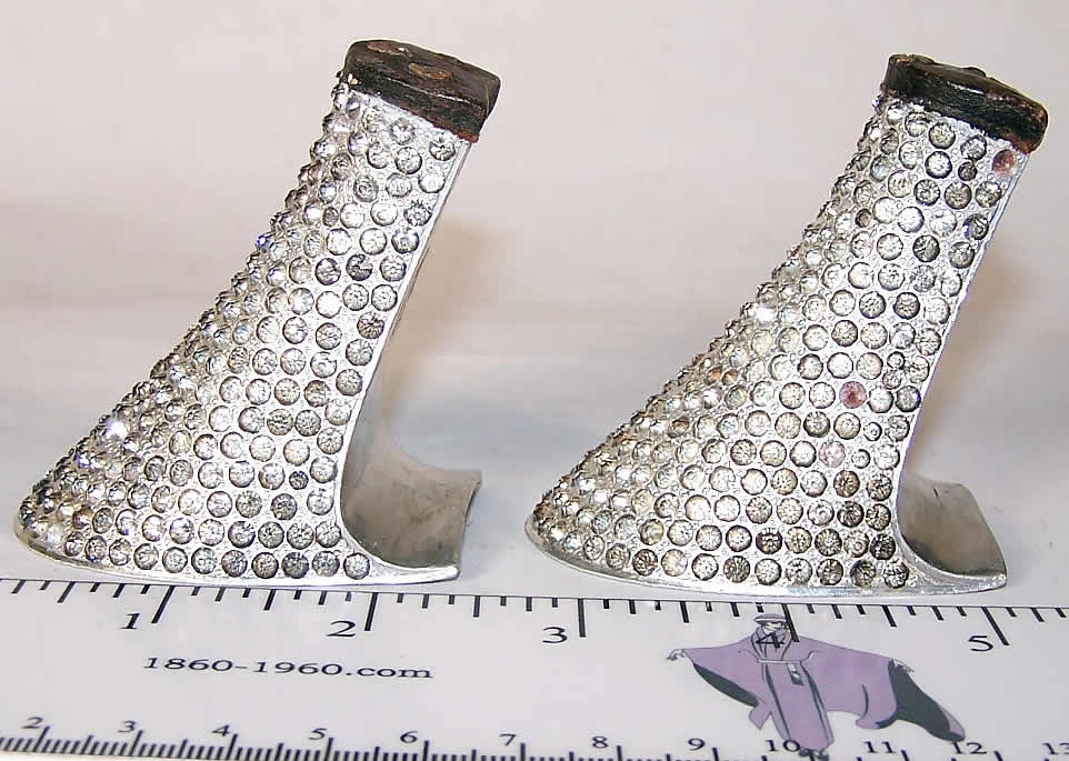 Vintage Art Deco Flapper Shoe Silver Rhinestone Heels