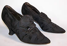 Joseph Horne Co. Edwardian Black Silk Damask Shoes 