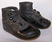 Victorian Black Leather High Button Infant Baby Boots Shoes