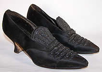 Titanic Edwardian Black Silk Satin Jet Beaded Shoes