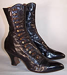 Victorian Bronze Brown Leather High Top Button Boots 