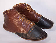 Victorian Childs Brown Black Leather Dainty Ankle Half Boots 