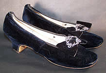 Hellstern Paris Label Victorian Velvet Steel Cut Buckle Straight Sole Shoes 