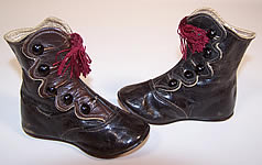 Victorian Brown Leather Red Tassel High Button Baby Boots