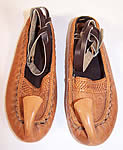 Vintage Ladies Serbian Opanak Curled Horn Toe Leather Peasant Folk Shoes