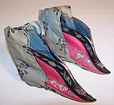 Antique Chinese Pink Silk Embroidered Bound Foot Lotus Slipper Shoes