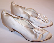 Edwardian Jordan Marsh Co. White Silk Rosette Bridal Wedding Shoes