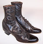 Victorian Women's Black Leather High Top Button Boots