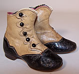 Victorian Black & Tan Leather High Button Button Baby Boots Childs Shoes