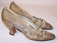 Vintage J&J Slater NY Art Deco Gold Lamé Brocade Flapper Slipper Shoes