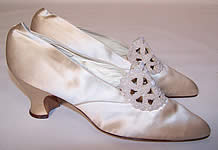 Edwardian Halle Brothers Co. White Silk Beaded Bridal Wedding Shoes