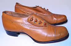 Unworn Edwardian Brown Tan Leather Low Button Shoes