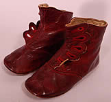 Victorian Rare Red Leather High Button Button Baby Boots Childs Shoes