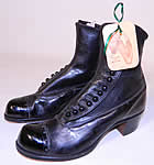 Victorian Unworn Vintage Welteze Shoes Black Leather High Button Boots