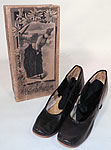 Victorian Kelly & Murphy Black Leather Ribbon Tie Shoes & Box.