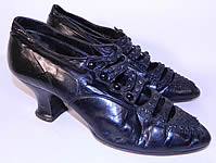 Vintage Sorosis  Edwardian Titanic Era Black Beaded Button Strap Shoes. 