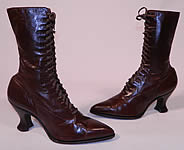 Unworn Victorian Walk Over Brown Leather High Top Lace-up Boots