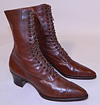 Unworn Victorian Brown Leather High Top Lace-up Boots Poehlman Shoe Co