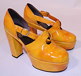 Vintage Mignani Right Bank Clothing Yellow Patent Leather  Platform Shoes. 